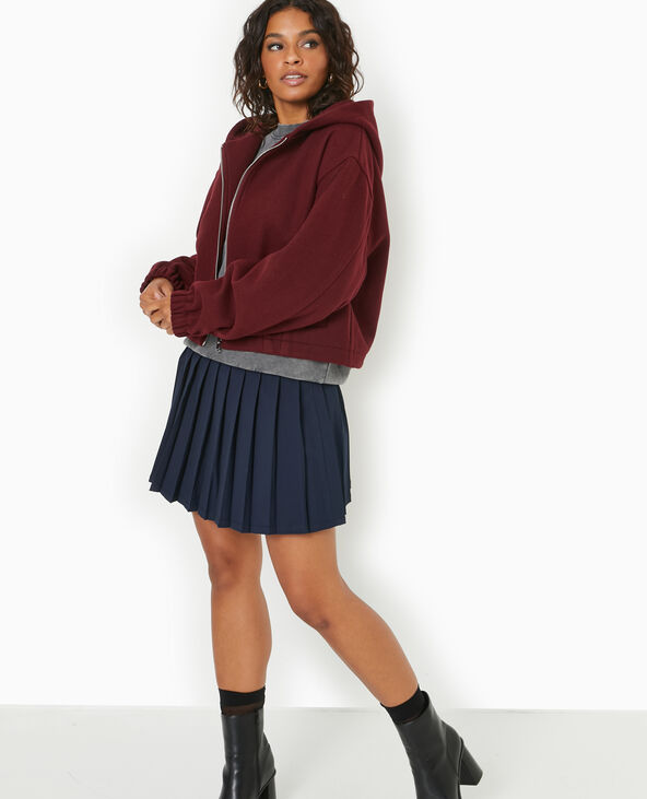 Blouson zippé avec capuche effet drap de laine bordeaux - Pimkie
