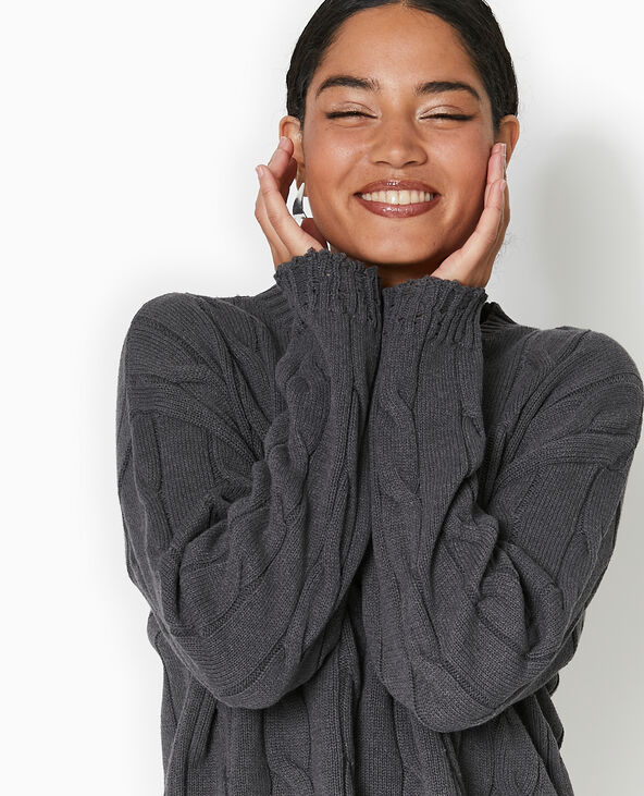 Pull en maille torsadée et déjaugée gris foncé - Pimkie