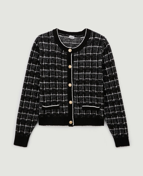 Gilet effet tweed à carreaux noir - Pimkie