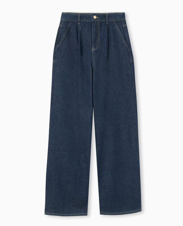 Jean wide taille haute avec pinces bleu - Pimkie