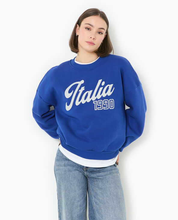 Sweat col rond avec print bleu marine - Pimkie