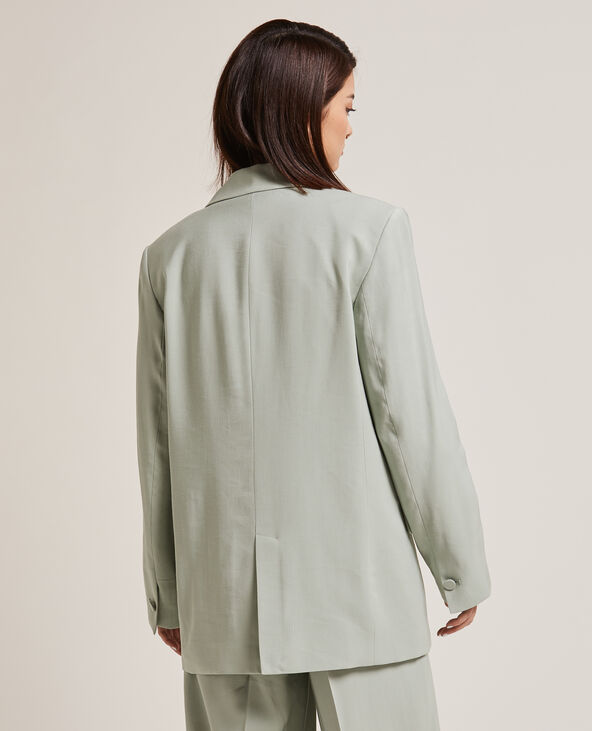Veste blazer oversize en toile fluide vert - Pimkie