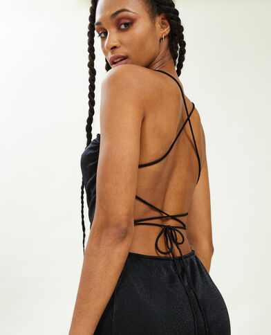 Robe courte dos-nu avec lurex noir - Pimkie