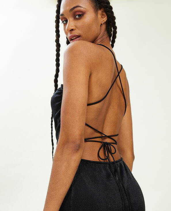 Robe courte dos-nu avec lurex noir - Pimkie