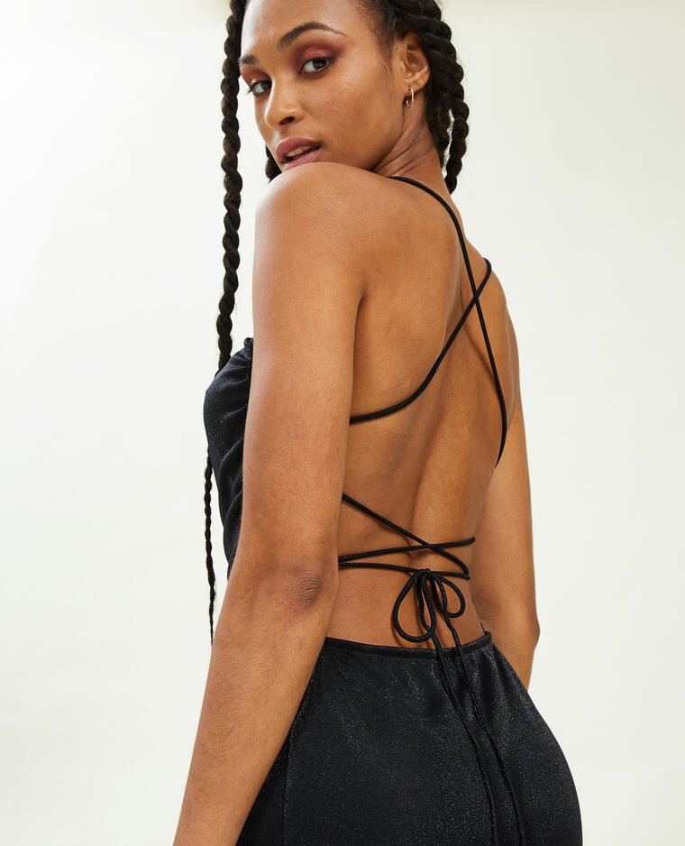 Robe courte dos-nu avec lurex noir - Pimkie