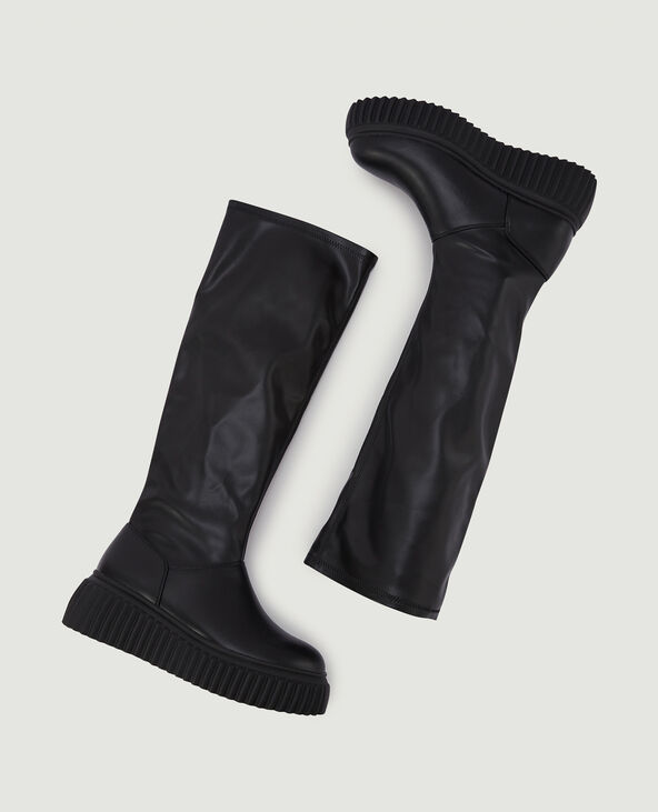 Bottes noires semelles compensées clearance