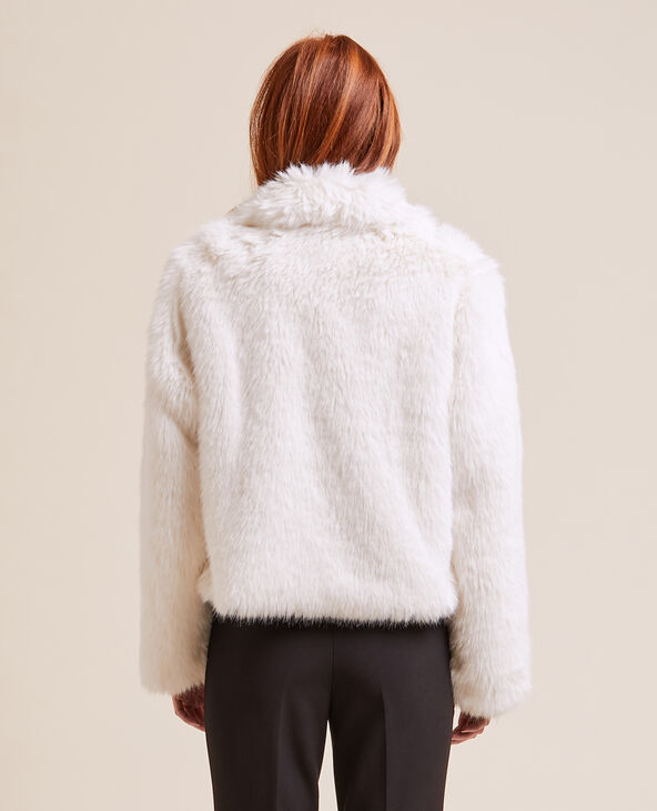 Veste courte fausse fourrure store blanche