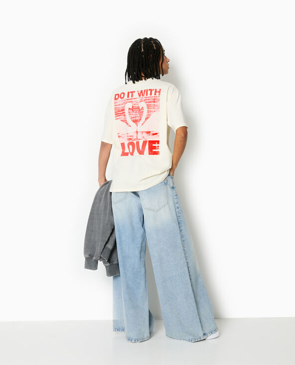 T-shirt oversize avec print poitrine et dos blanc - Pimkie
