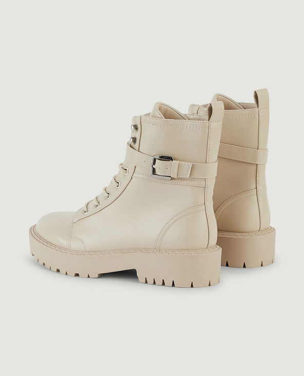 Boots à lacets semelles crantées blanc - Pimkie