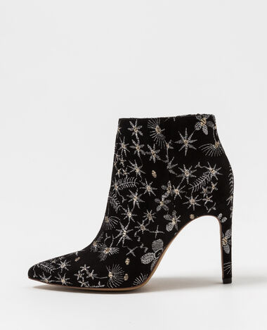 Bottines à broderies noir - Pimkie
