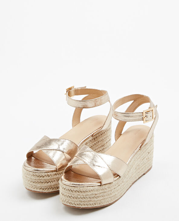 Chaussure compensé doré cheap