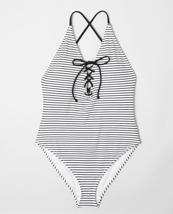 Maillot de bain 1 pièce rayé blanc - Pimkie