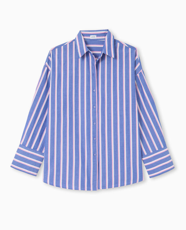 Chemise oversize rayée esprit pyjama d'homme bleu - Pimkie