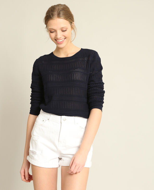 Pull ajouré bleu marine - Pimkie