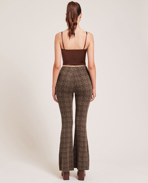 Pantalon flare en maille marron - Pimkie