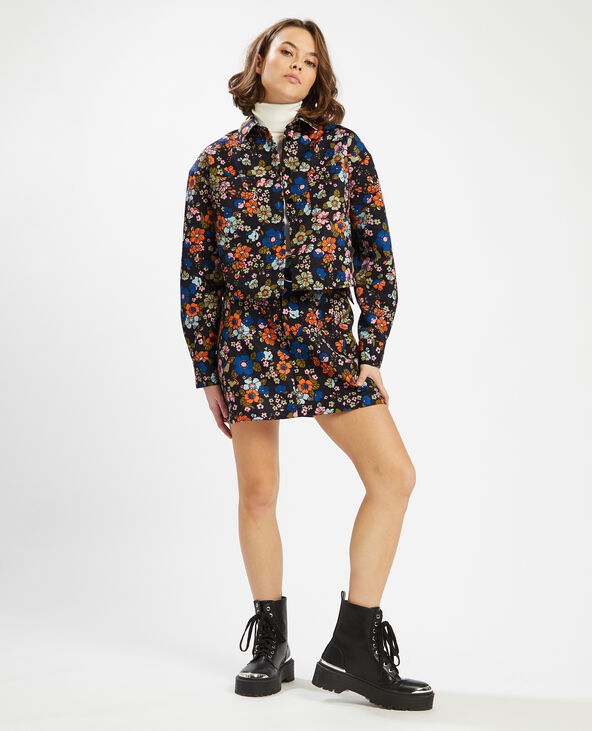 Jupe motif fleuri noir - Pimkie