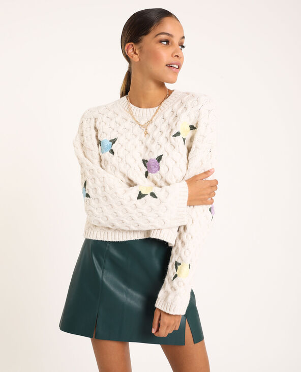 Pull brodé fleurs best sale zara