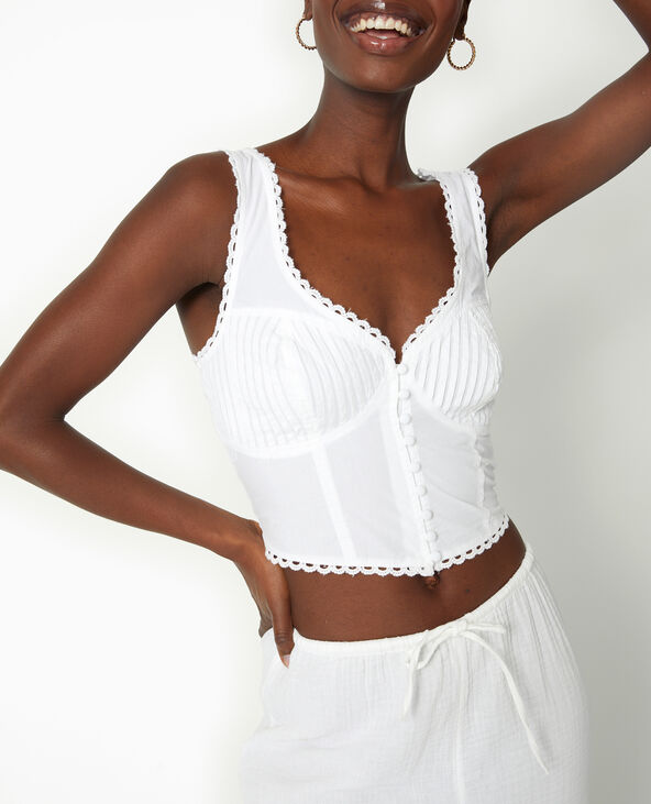 Top court effet corset blanc - Pimkie