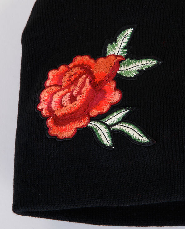 Bonnet à patch rose noir - Pimkie