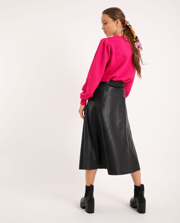 Jupe midi en simili cuir