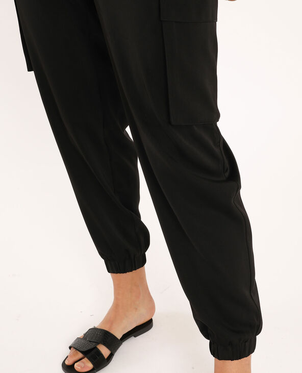 Pantalon cargo satiné noir - Pimkie