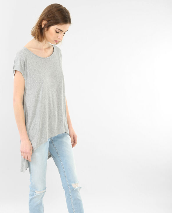 T-shirt long gris chiné - Pimkie