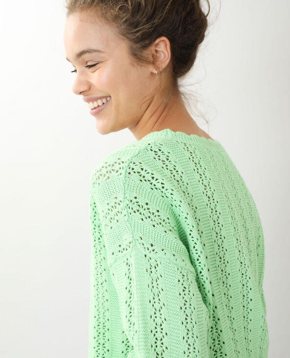 Gilet maille ajourée vert clair - Pimkie