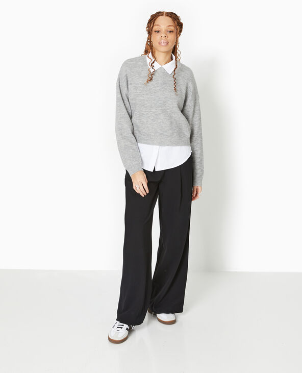 Pantalon large et droit avec pinces noir - Pimkie