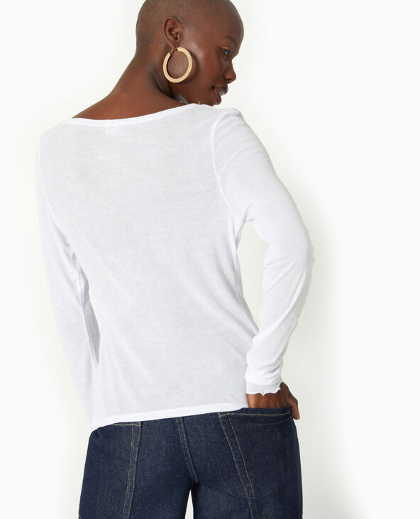 Top manches longues encolure bateau blanc - Pimkie