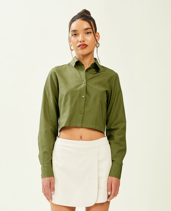 Chemise courte vert olive - Pimkie