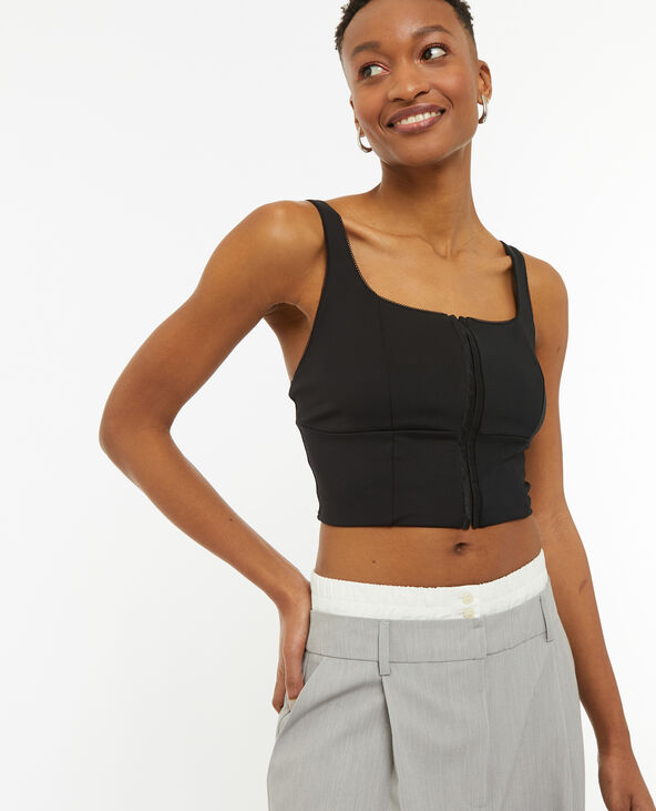 Brassière façon corset avec agrafes noir - Pimkie