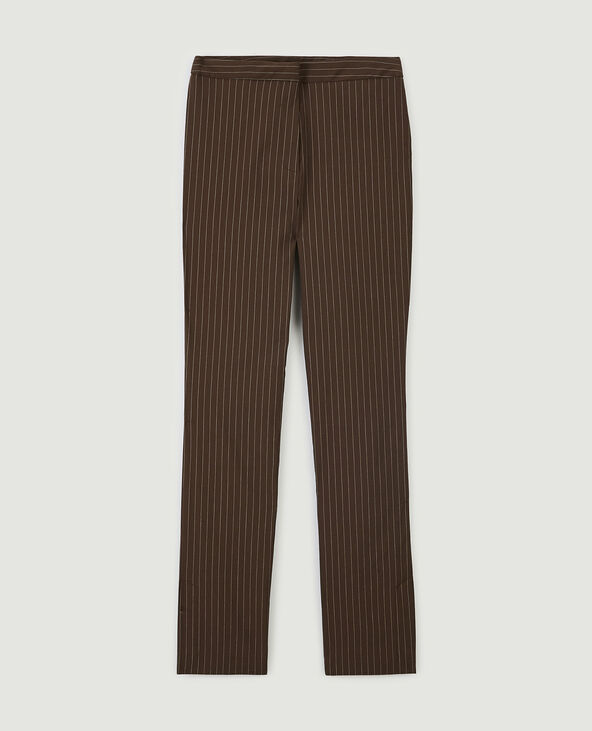 Pantalon slim droit avec fentes marron - Pimkie
