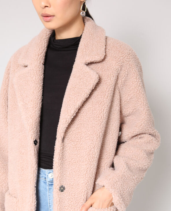 Manteau en fausse fourrure rose clair - Pimkie