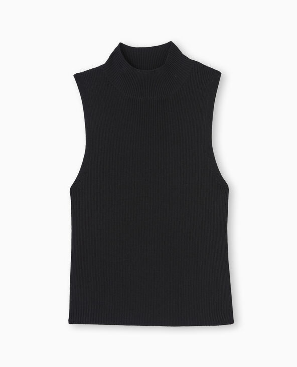 Pull sans manches en maille côtelée noir - Pimkie