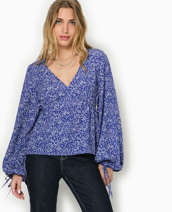 Blouse fluide avec encolure croisée bleu électrique - Pimkie