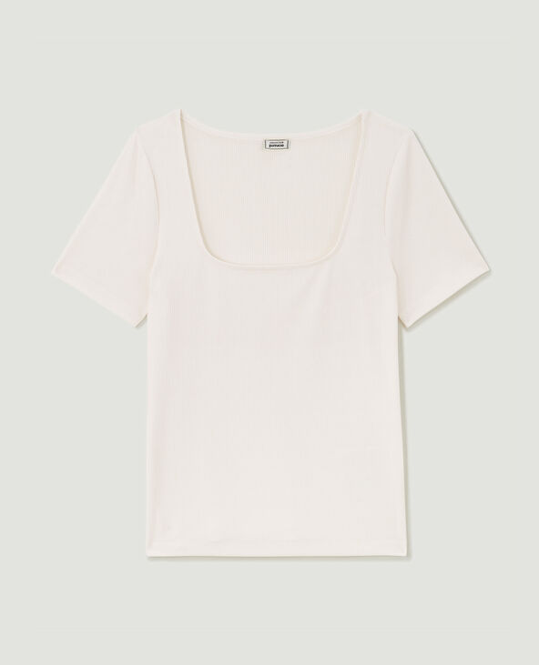 Top encolure carré maille côtelée blanc - Pimkie