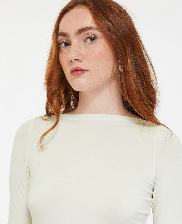 T-shirt manches longues encolure bateau blanc - Pimkie