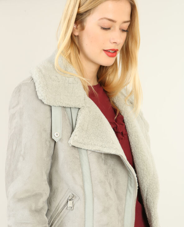 Blouson simili peau retournée gris clair - Pimkie