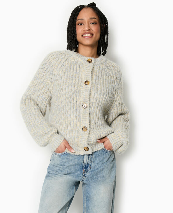 Gilet grosse maille moulinée bleu clair - Pimkie