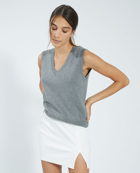 Pull fin sans manche gris chiné - Pimkie