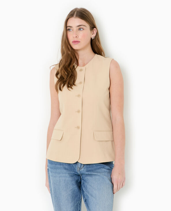 Veste blazer sans manches esprit gilet de barman beige - Pimkie