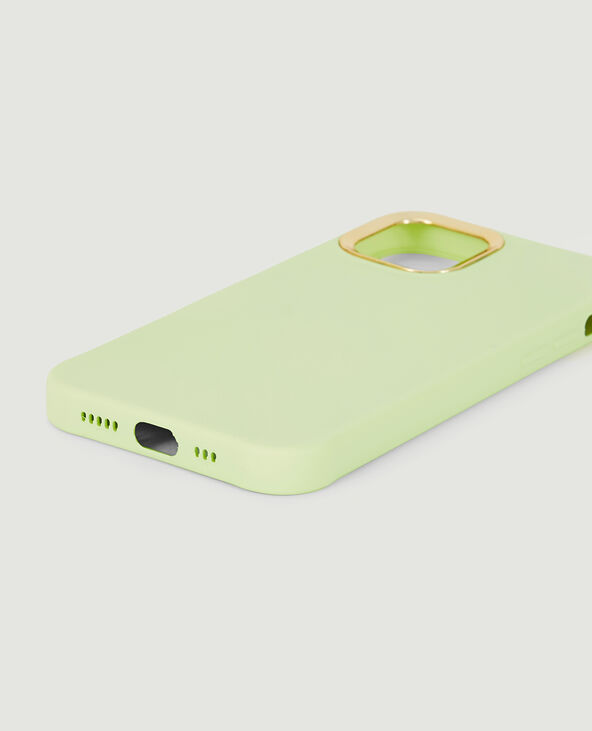 Coque iPhone contour doré vert anis - Pimkie