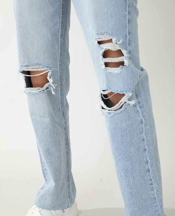 Jean straight high waist destroy bleu clair - Pimkie