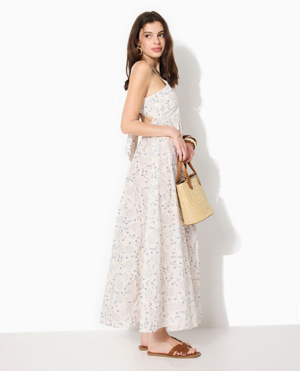 Robe longue à bretelles motif cachemire blanc - Pimkie