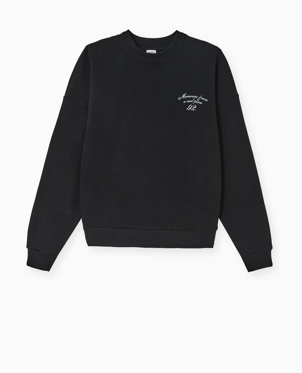 Sweat col rond avec print devant et dos noir - Pimkie