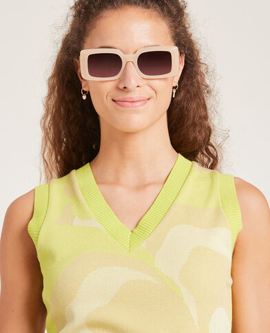 Top jacquard col V vert anis - Pimkie