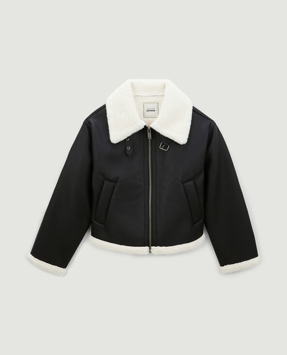 Blouson façon bombardier en simili cuir noir - Pimkie