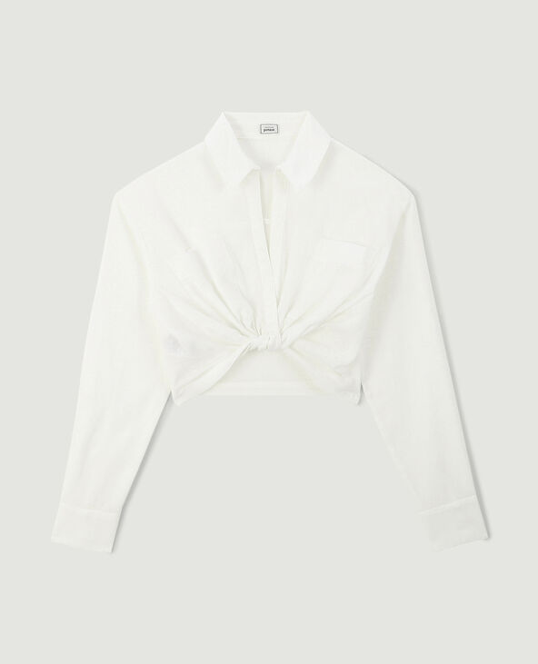 Chemise courte effet noué blanc - Pimkie