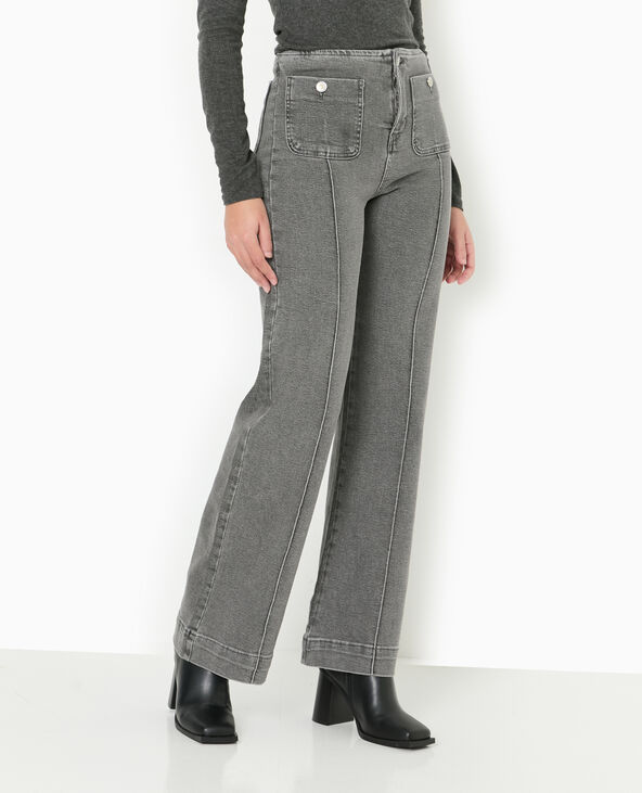 Jean flare taille haute avec poches plaquées blanc - Pimkie