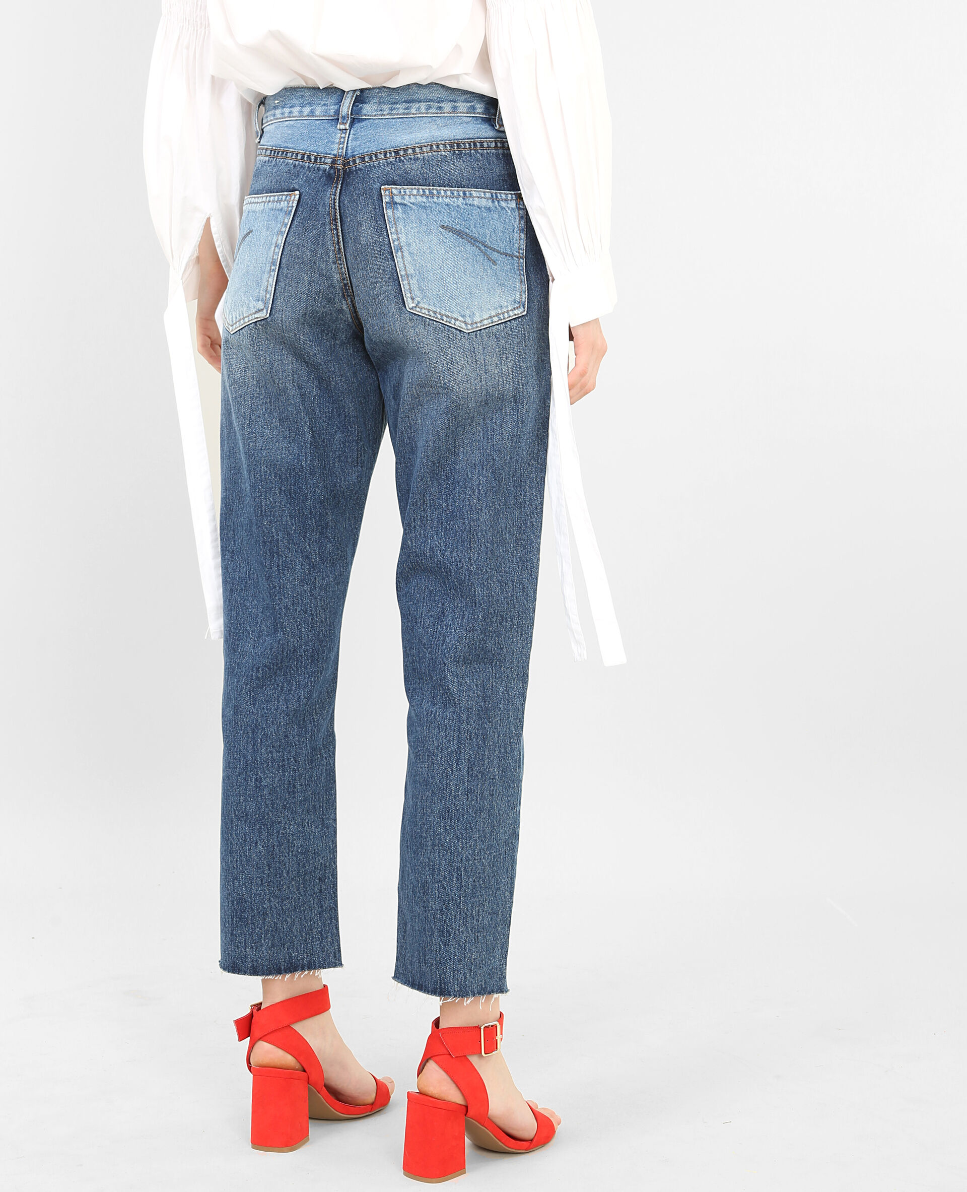 Jean mum bicolore bleu denim - 140329683A06 | Pimkie